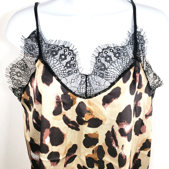 Boohoo Leopard Print Lace Tank Top Size ExtraLarge - Picture 4 of 10